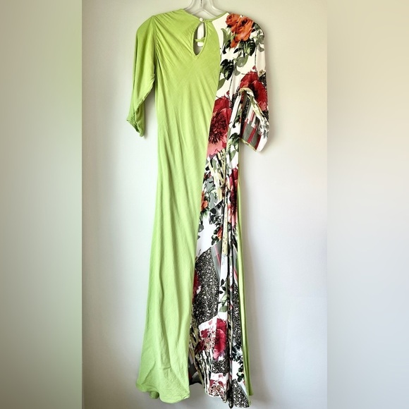 Neeru Kumar Lime Green Graphic Panel Maxi Dress - Picture 13 of 13
